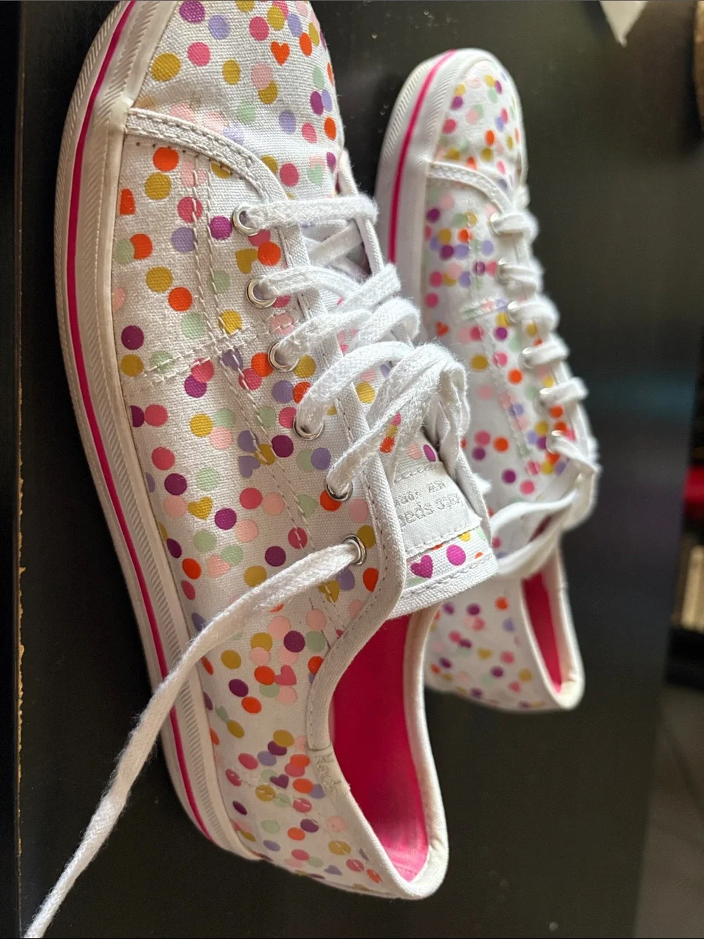kate spade White Sneakers with Multicolor Polka Dots